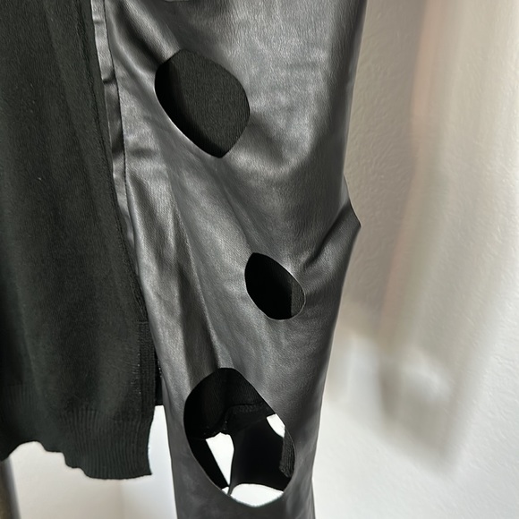 Bize Asymmetrical Wool Blend and Vegan Leather Sweater Size 2 - Picture 6 of 10